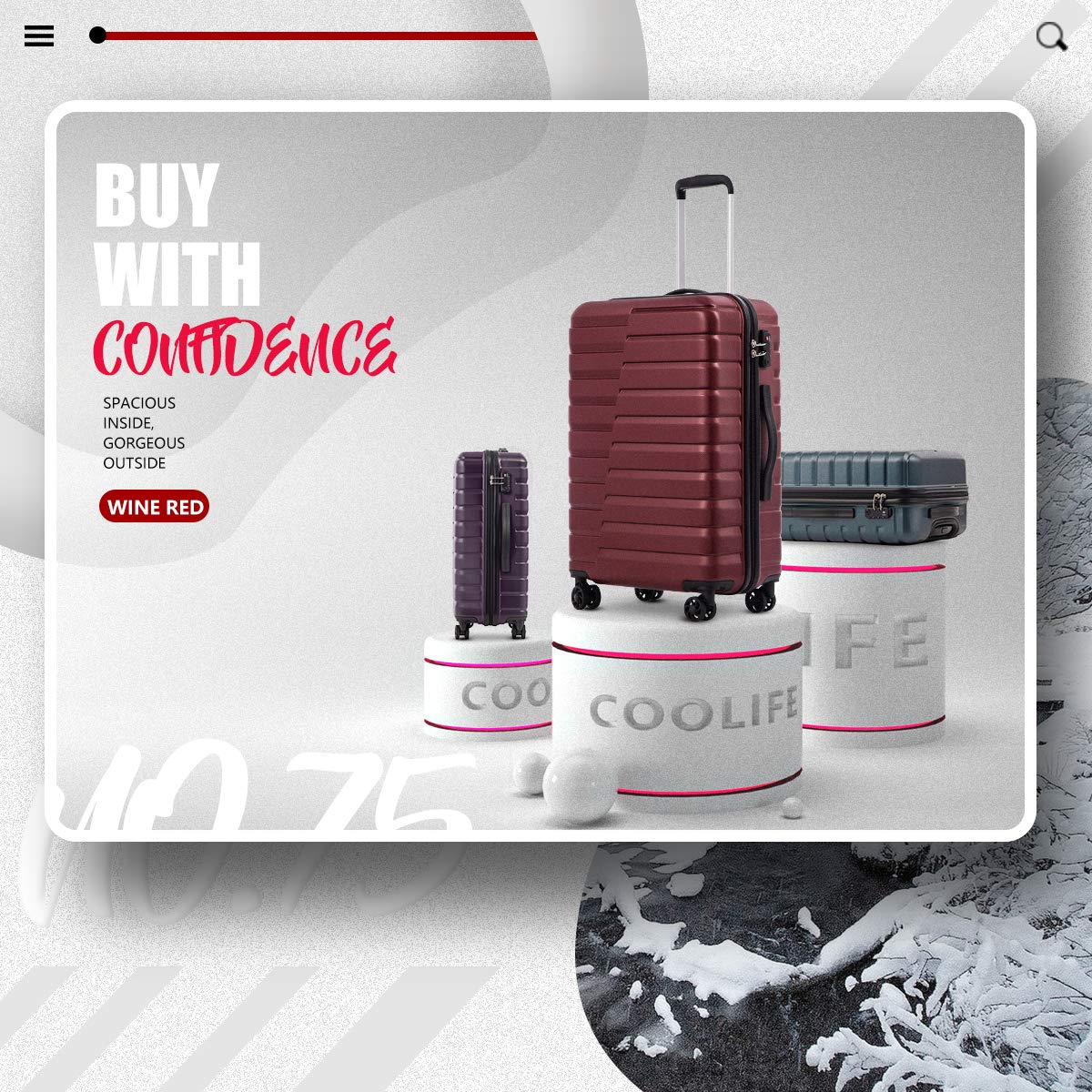 COOLIFE Luggage Expandable Suitcase PC ABS TSA Luggage 3 Piece Set Lock Spinner Carry on (wine red, 3 piece set)