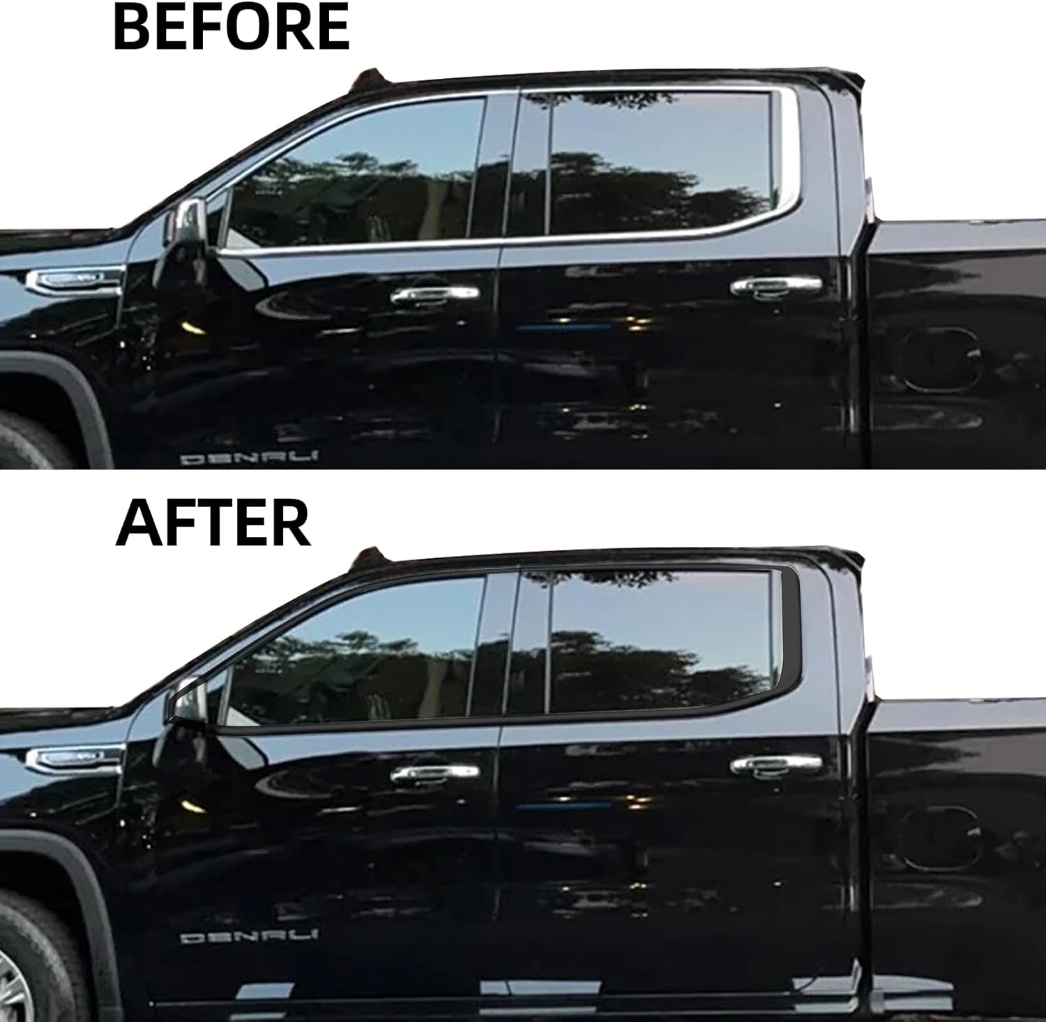 Side Window Trim Chrome Delete Blackout Overlay Kit Pre-Cut Vinyl Compatible for GMC Sierra 2019-2023