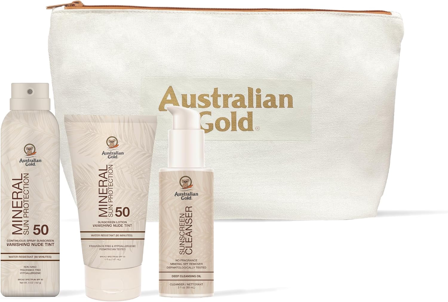 Australian Gold Mineral Spray & Body Lotion Sunscreen SPF 50 | Nude Tint