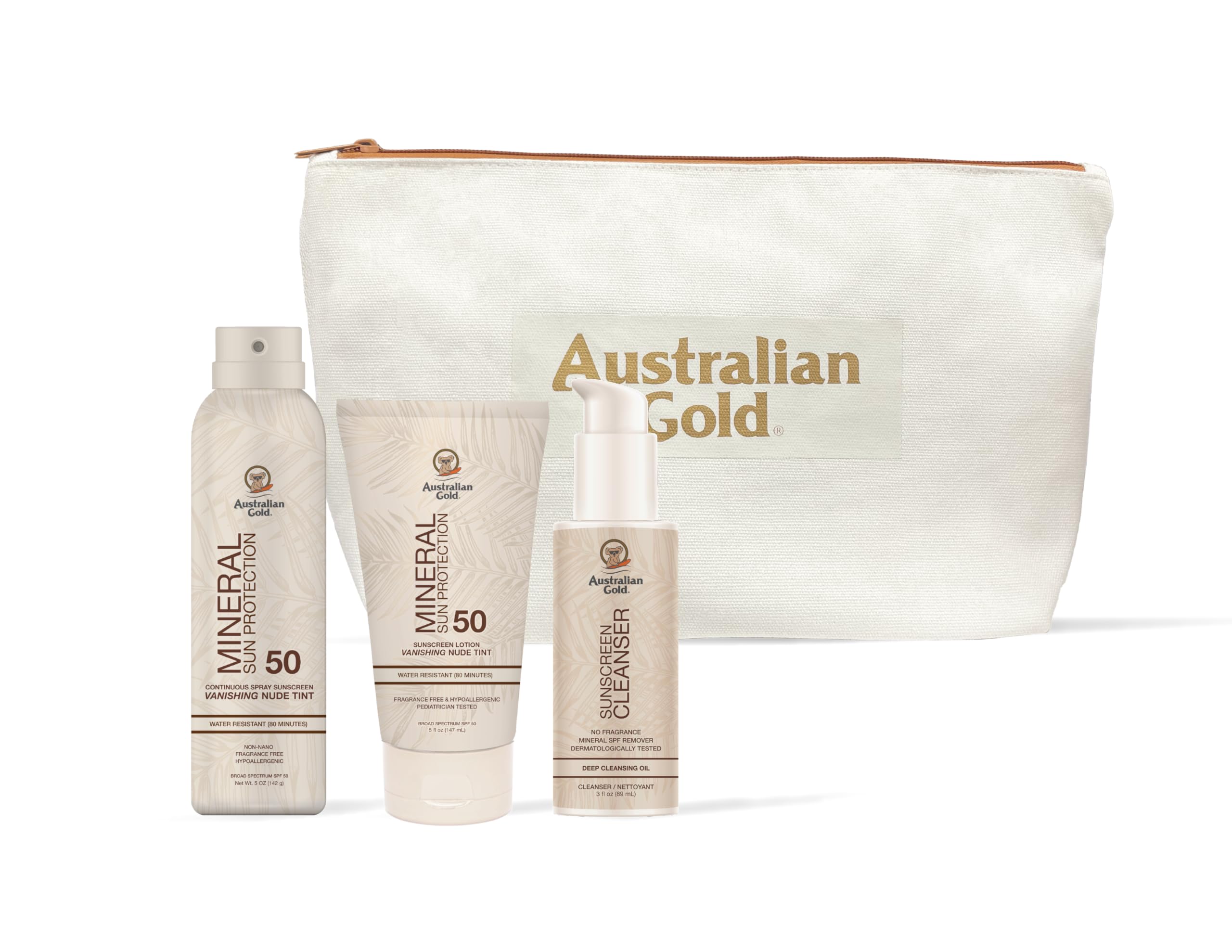 Australian Gold Mineral Spray & Body Lotion Sunscreen SPF 50 | Nude Tint