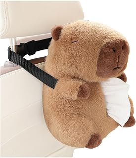 カピバラデザイン 車用 ティッシュケース かわいい 動物 美観 ティッシュカバー テッシュケース 通気 乾燥防止 半分サイズ ペーパー ホルダー ティッシュボックス 滑り止め 柔らかい 多用途 ペーパーポット (1)