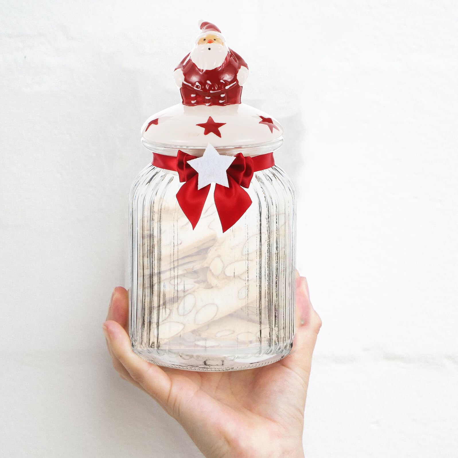 Toyvian Barattolo per Alimenti Sigillato a Forma di Babbo Natale Contenitore in Vetro per Tè Cereali e Frutta Secca Barattolo Ermetico da Cucina per Conservazione Alimentare