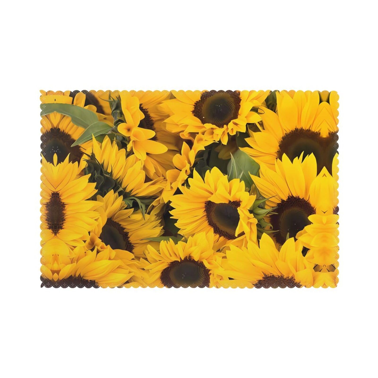 YYHWHJDE Sunflower Prints Placemats Set of 6 12x18in - Heavy-Duty Polyester Table Layers Built for Lasting Performance