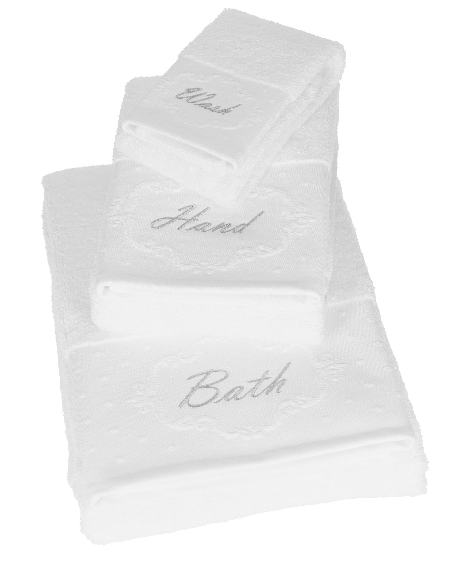 Betz Set di Asciugamani 3 Pezzi 1 Asciugamano 1 Asciugamano Ospiti 1 Asciugamano da Bagno 100% Cotone Diversi Colori e Modelli Colore Bianco Bath