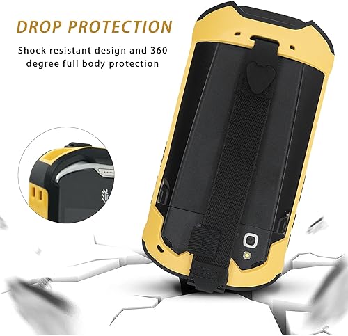 Miniatura 4 de Funda protectora para parachoques con correa de mano para Zebra TC51 TC510K TC52 TC56 TC57 (negro+amarillo)