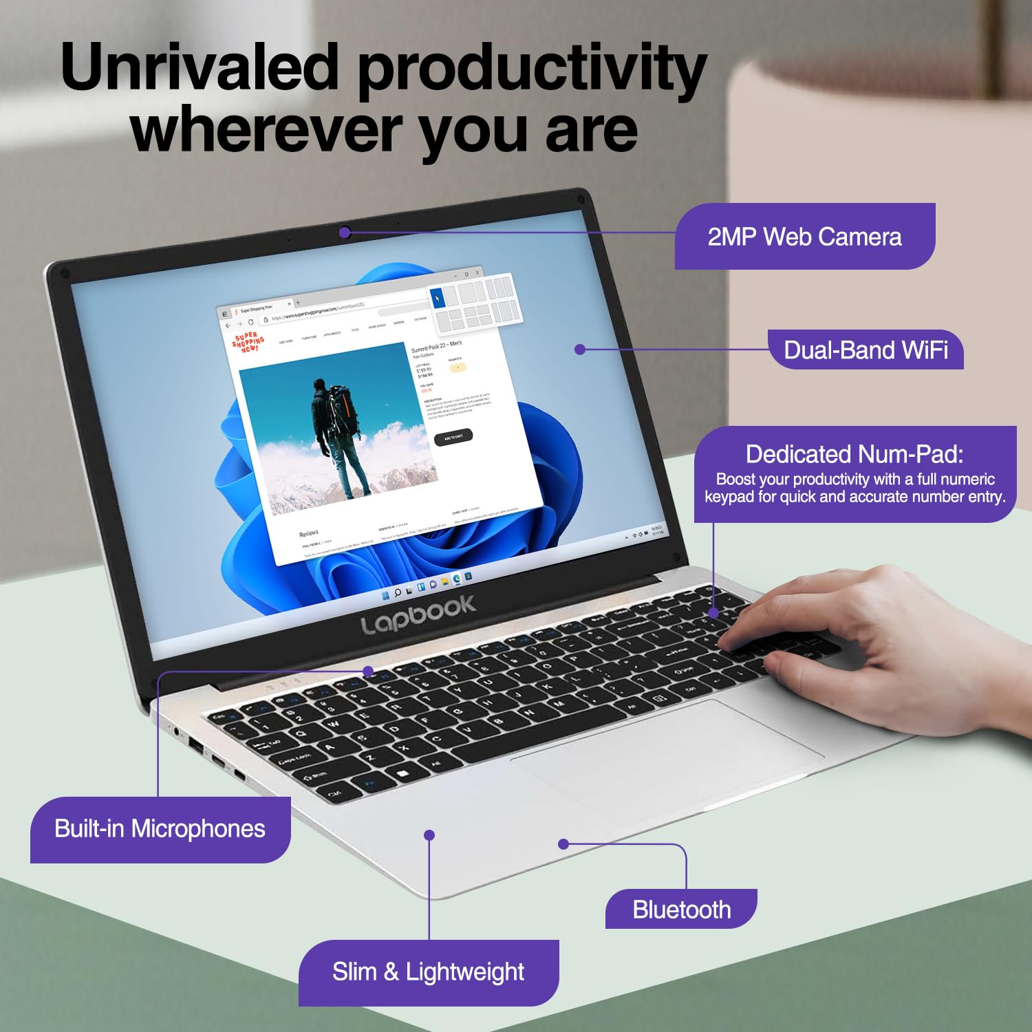 15.6" Full HD Windows 11 Laptop (Dec 2025 Release) - Intel 15th Gen, 8GB RAM 512GB M.2 SSD, Windows 11 Home, Dual-Band WiFi, Integrated Webcam - S15 N6 Quad-Core, 15 Inch Lightweight Laptop — view 6
