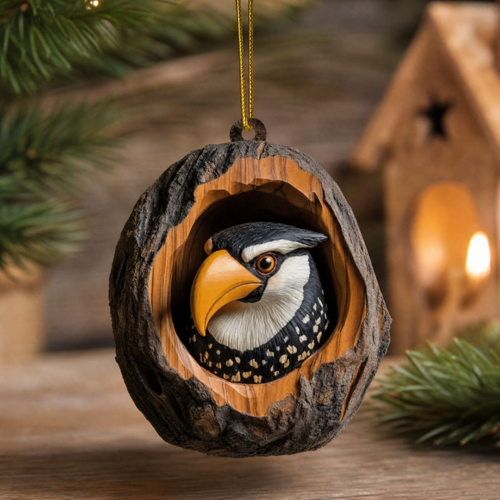 Waldtiere Eicheln Ornamente, 3D Harz Christbaumschmuck mit Tannenzapfen，3PC