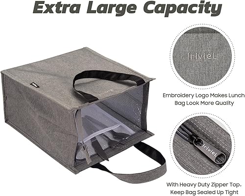 Miniatura 2 de Bolsa de almuerzo aislada para mujeres  Bolsa de almuerzo para hombres, bolsa de almuerzo grande aislada con cremallera para mujer, bolsa de