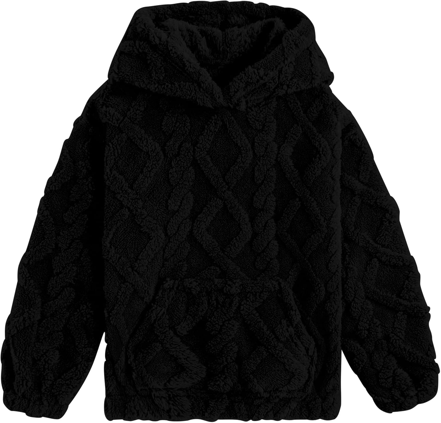 TUONROAD Girls Fuzzy Fleece Hoodies Cable Knit Warm Sherpa Pullover Sweatshirt with Pockets 6-13 Years