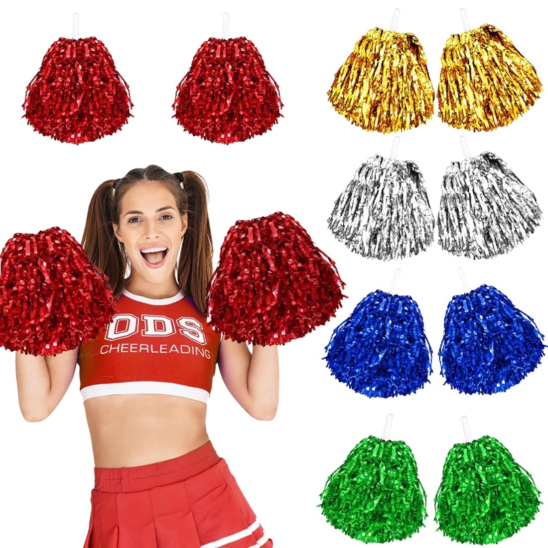 Pompones Animadora De Plástico Multicolor 10 Piezas Para Competición Deportiva