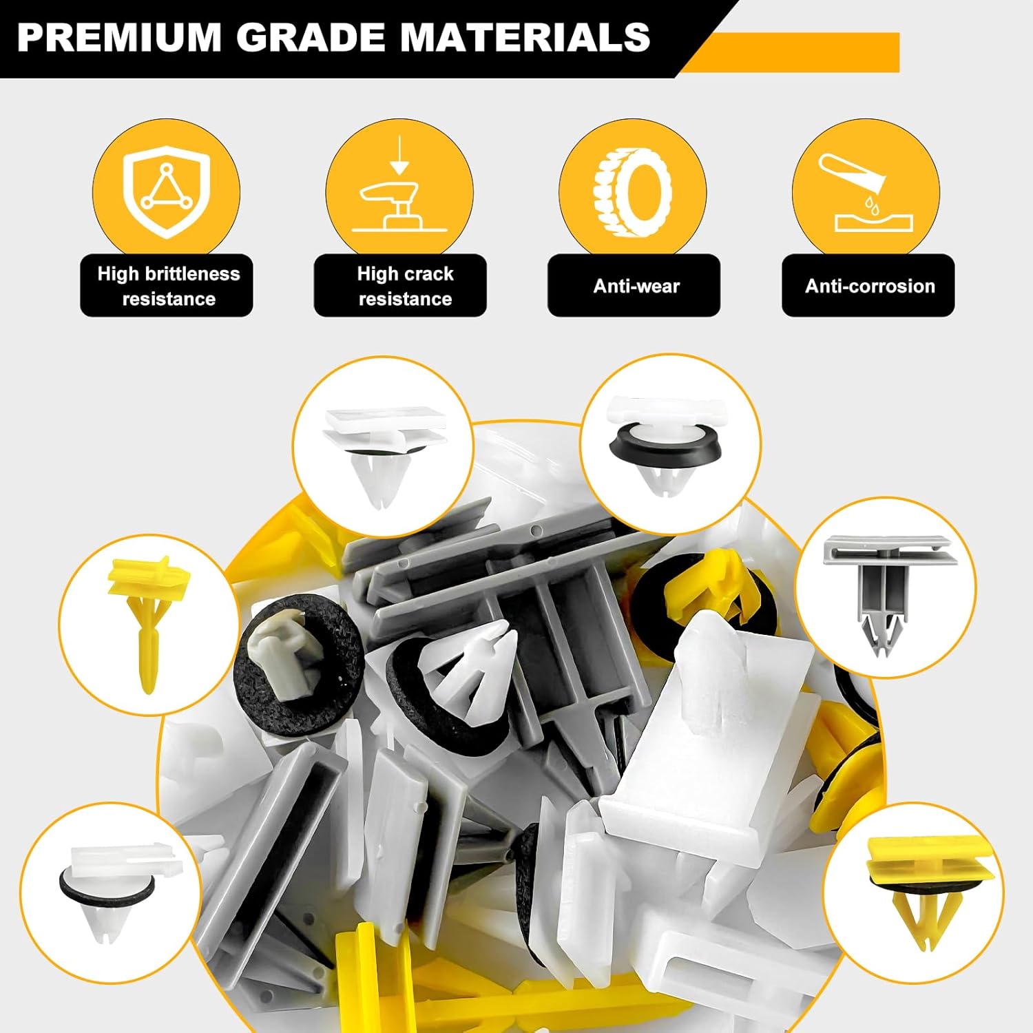 Siptenk 180pcs Body Side & Exterior Rocker Panel Moulding Clip with Trim Removal Tool kit, Retainer Clips Automotive Replacement for GM Buick Cadillac Chevy GMC