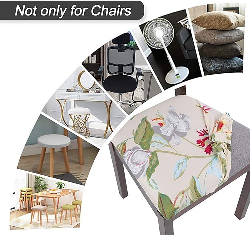 Miniatura 6 de SearchI Juego de 6 fundas de asiento para sillas de comedor, fundas de asiento elásticas con estampado, extraíbles y lavables, fundas de cojín para