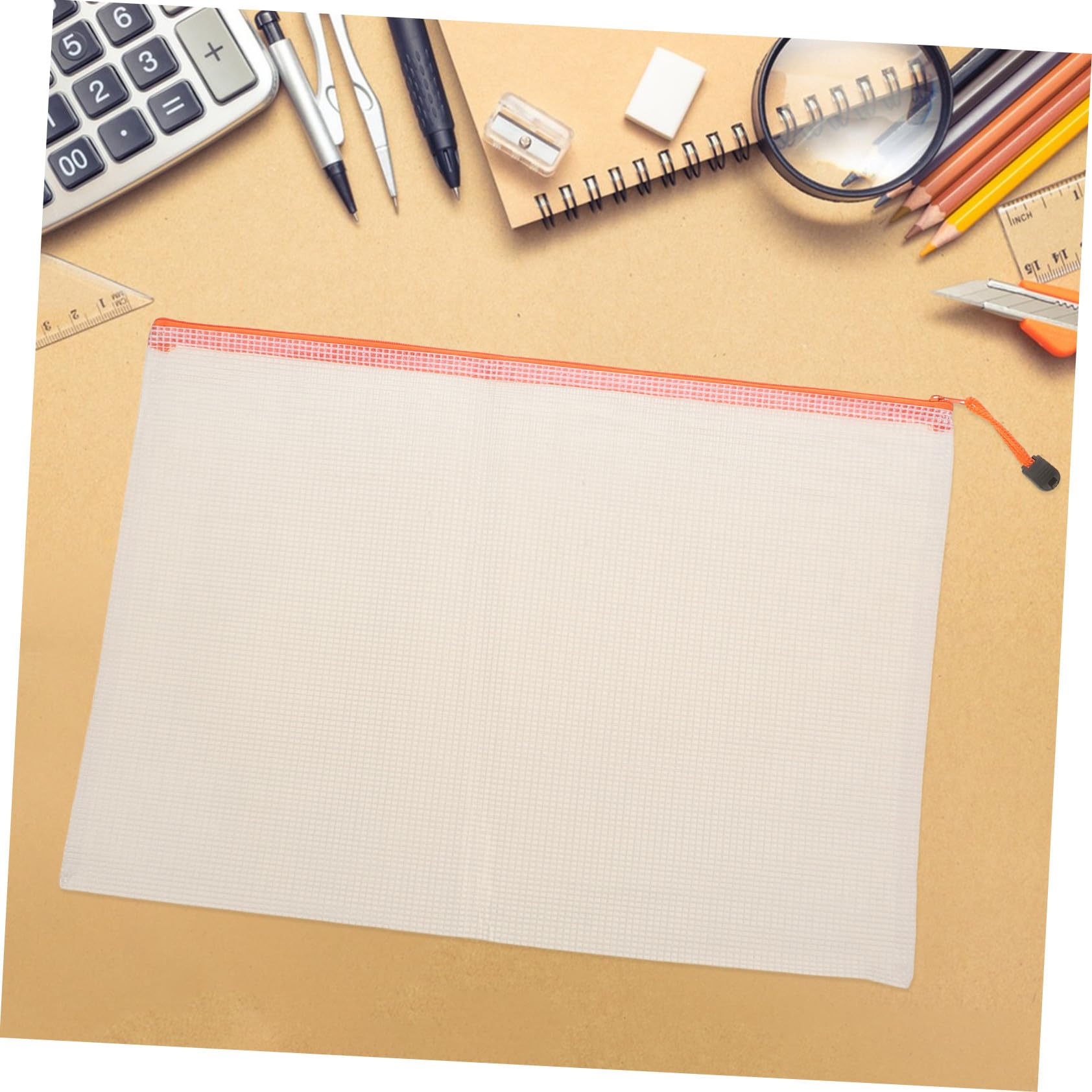 16pcs Pochettes Document Zippées A3 Pochette Transparente en Pvc Imperméable à Maille pour Bureau École
