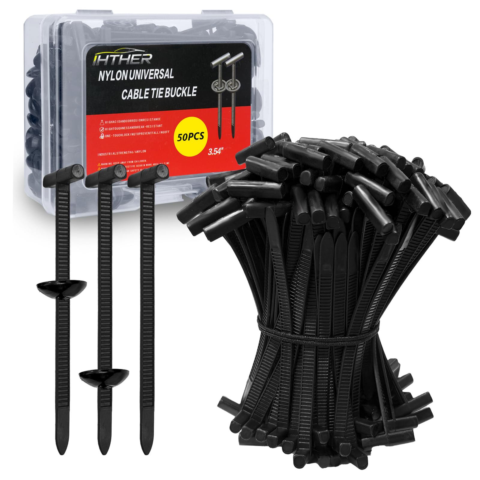 50PCS Upgraded Nylon Universal Cable Tie Buckle Self-Locking Multifunctional Zipper Clips Zip Ties Heavy Duty with UV Resistance