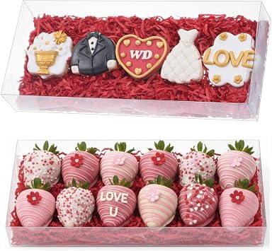 RomanticBaking 20Pcs 12x5x2Inches Clear Easter Cookies Boxes Chocolate Covered Strawberries Boxes for 12 Plastic Truffle Box Bakery Cakesickle Gift Box for Christmas Valentines