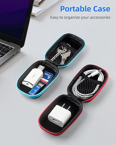 Miniatura 2 de SUNGUY Paquete de 4 fundas para auriculares, estuche de transporte rectangular para auriculares, estuche portátil para auriculares, organizador de