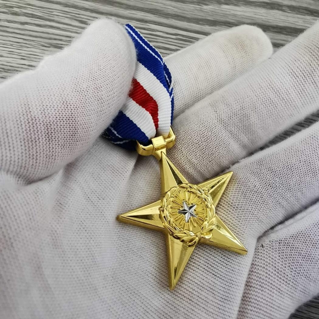 US Silver Star Military Medal Bronze Star Souvenir Badge-WW2 USA USSR Military Badge Medal Collection Order of The Patriotic War Award Copy, Gold