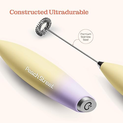 Miniatura 6 de Potente espumador de leche de mano, mini varita espumadora de leche, mezclador de bebidas de acero inoxidable a pilas, soporte para espumador de