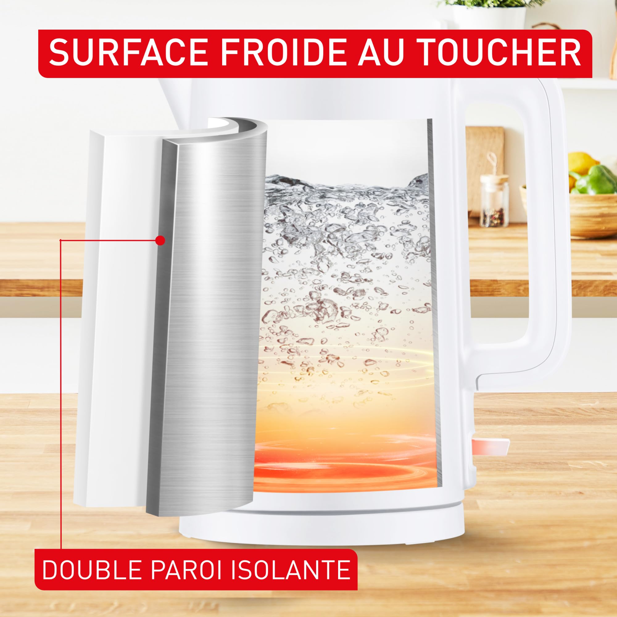 Tefal Thermo Protect Bouilloire électrique 1500 W Blanc Filtre anticalcaire amovible KO1411E0