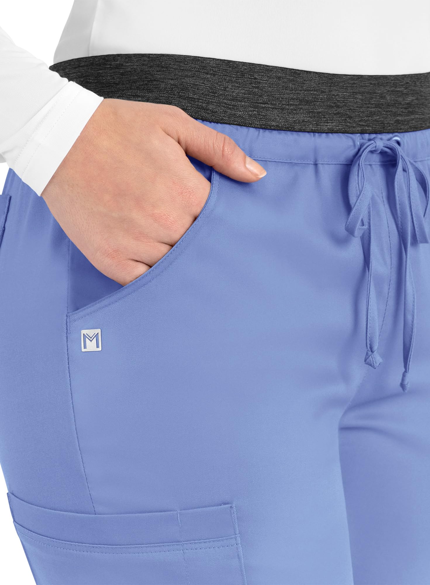 Maevn Matrix Full Heather Elastic Waistband Jogger Scrub Pant (Small, Ceil Blue)