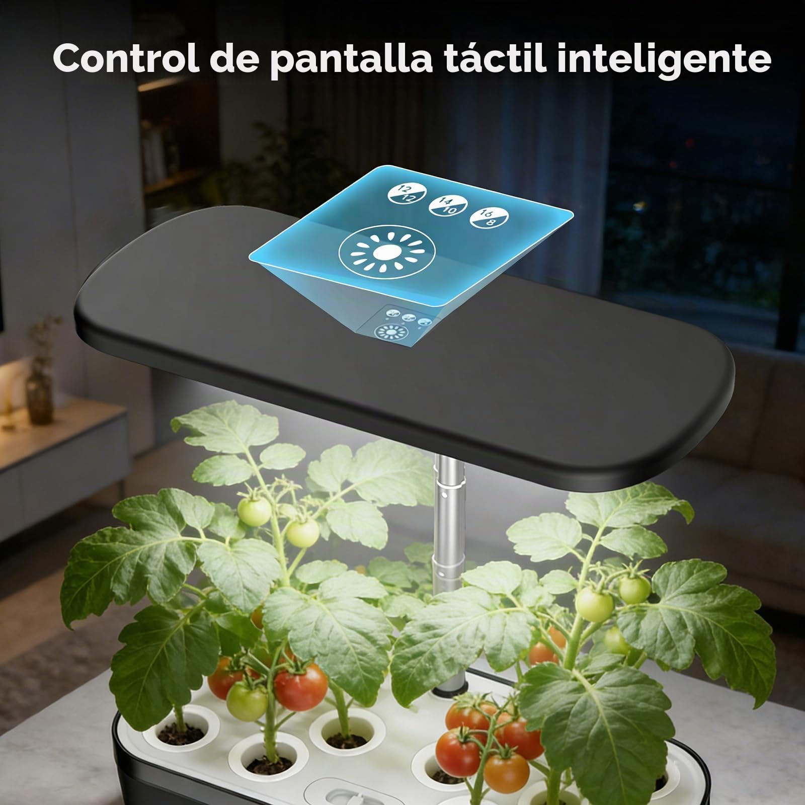 Sistema de Cultivo hidropónico, 12 Vainas Jardinería de Interior y Lámpara LED de Crecimiento, Smart Garden con Temporizador Automático, Altura Ajustable