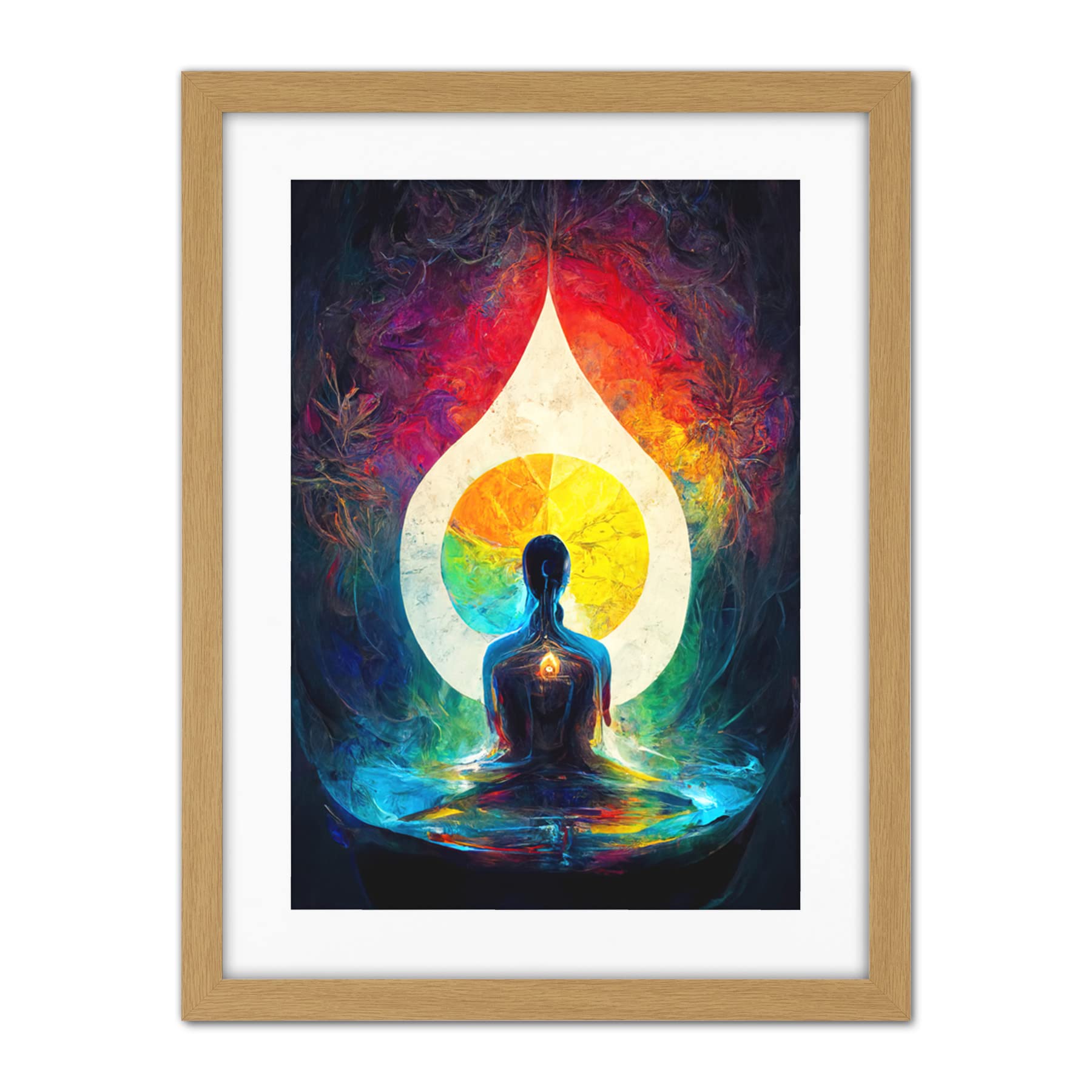Doppelganger33 LTD 7 Chakra Meditation Energy Rainbow Relaxation Artwork Framed Wall Art Print 18X24 Inch