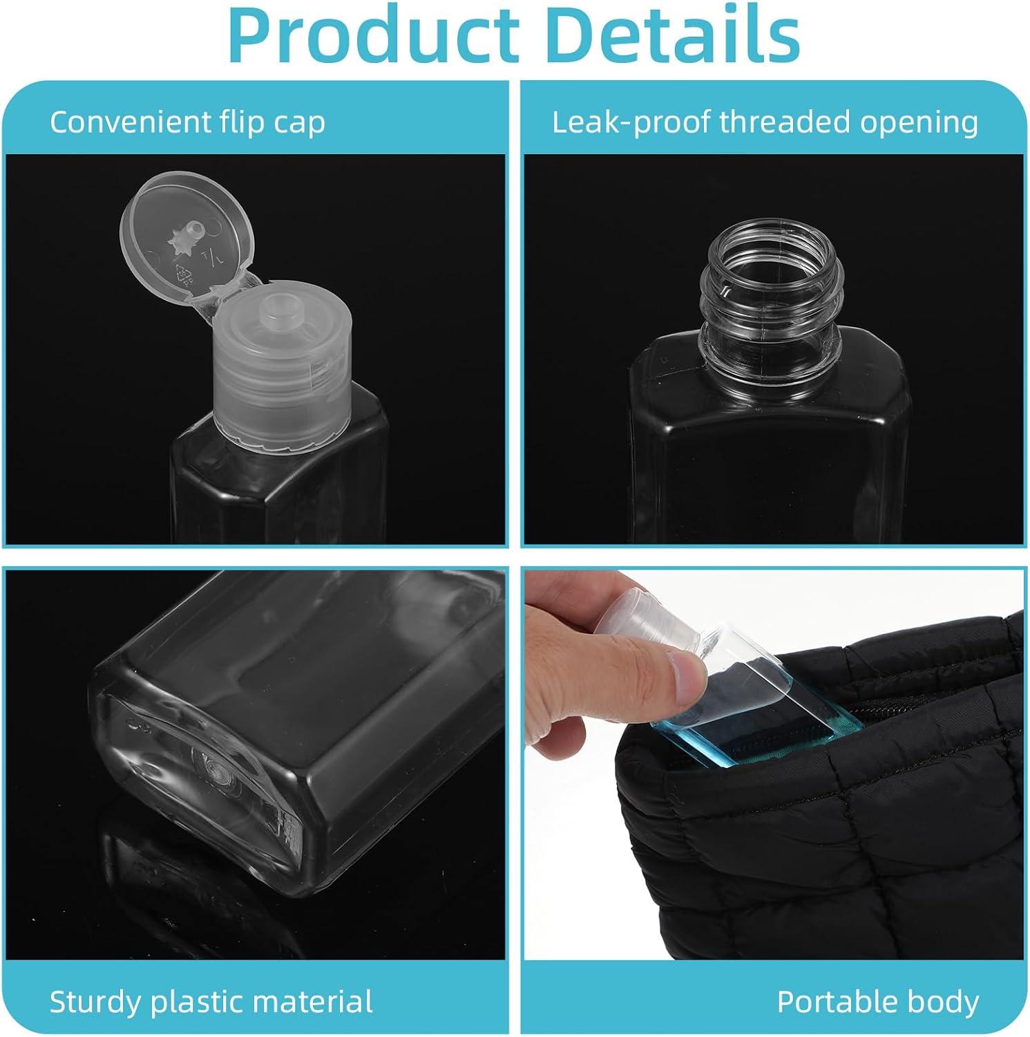 100 Pcs 1oz Travel Bottles - Hand Sanitizer Bottle Mini Clear Bottles with Flip Caps, Portable Empty Refillable Containers for Shower Gel, Face Creams, Body Lotions