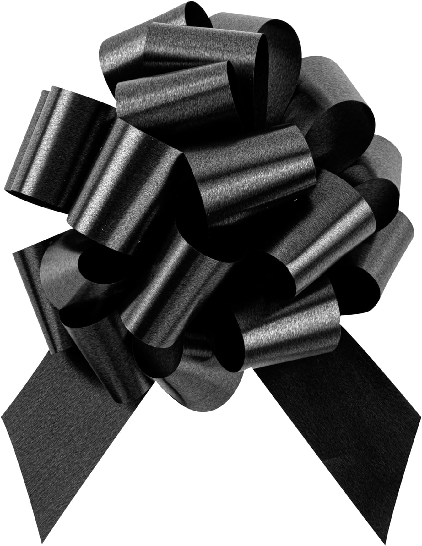 Gift Tek 5.5 Inch Ribbon Pull Bows, 10 Satin Pull Bows - 20 Loops, Instant, Black Plastic Flower Bows For Gifts, Large, Instant Bows, For Wedding Gift Baskets, Wraps - Restaurantware