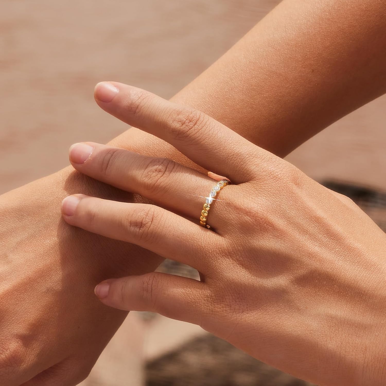 STORYJEWELLERY Gold Plated Wedding Bands for Women, Eternity Band Rings for Women, Gold Plated Band Ring, Cubic Zirconia Stackable Rings, Gifts for Her - Image 4