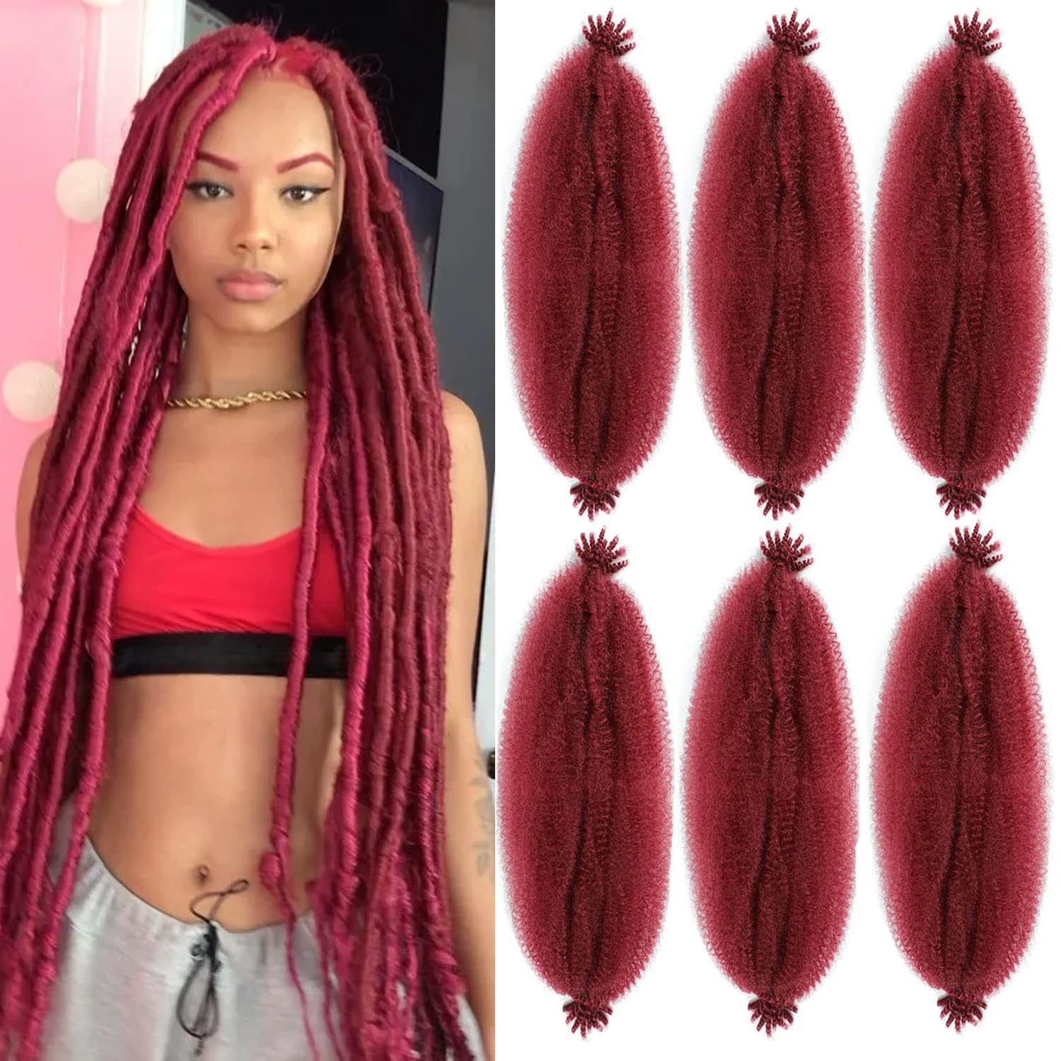 Springy Twist Hair 18Inch 6Packs Afro Twist Hair Pre Fluffed Marley Twist Braiding Hair 18 Inch Bug#