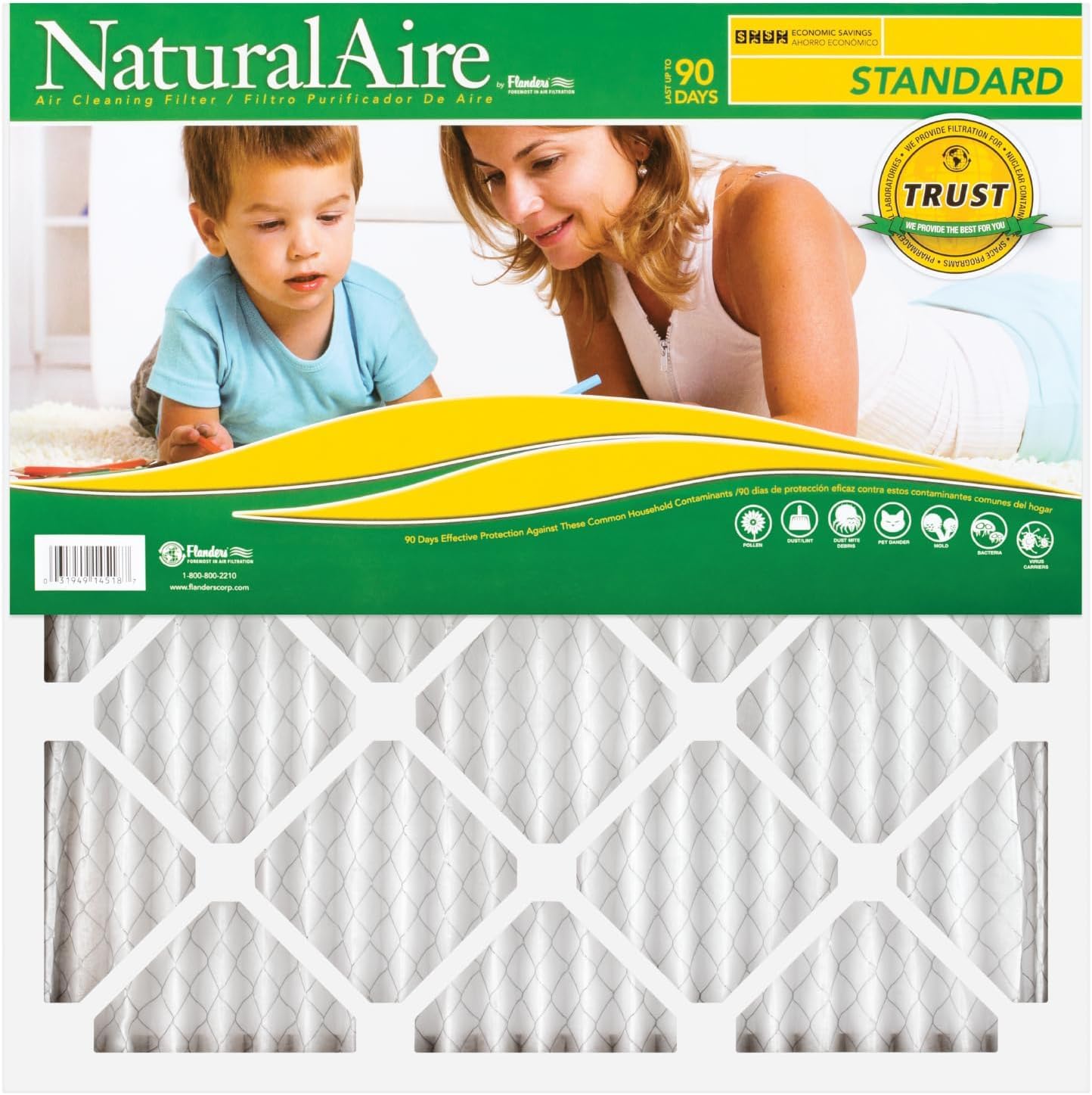 NaturalAire Standard 20X25X1 HVAC Furnace Pleated Air Filter 84858.012025, 12 Pack MERV 8, Durable High-Airflow Desgin, Traps Harmful Household Airborne Particles, Lint, Dust, Debris, 90-Day Use