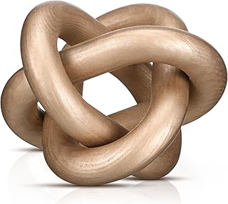 3 Link Wood Knot Decor - Hand Carved Coffee Table Decoration, Boho Chain...