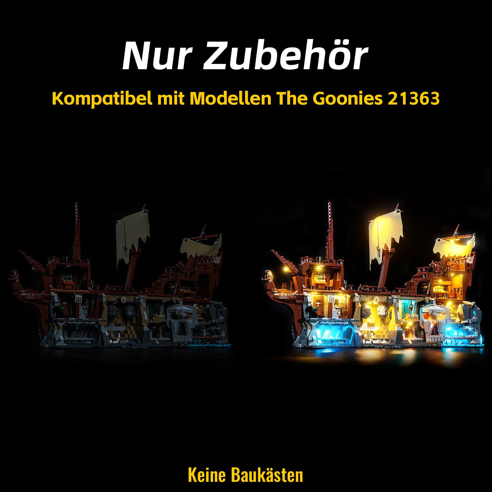 Juego de luces de mando a distancia compatible con Lego The Goonies 21363 (no modelo), juego de iluminación LED compatible con Lego 21363 The Goonies Bausteine modelo
