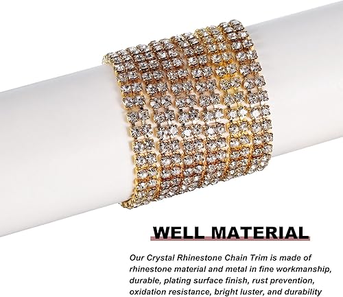 Miniatura 3 de uxcell Cadena de diamantes de imitación de 0.118 pulgadas, 2 yardas, 2 filas de diamantes de imitación de 0.118 pulgadas (0.236 in), con cierre de