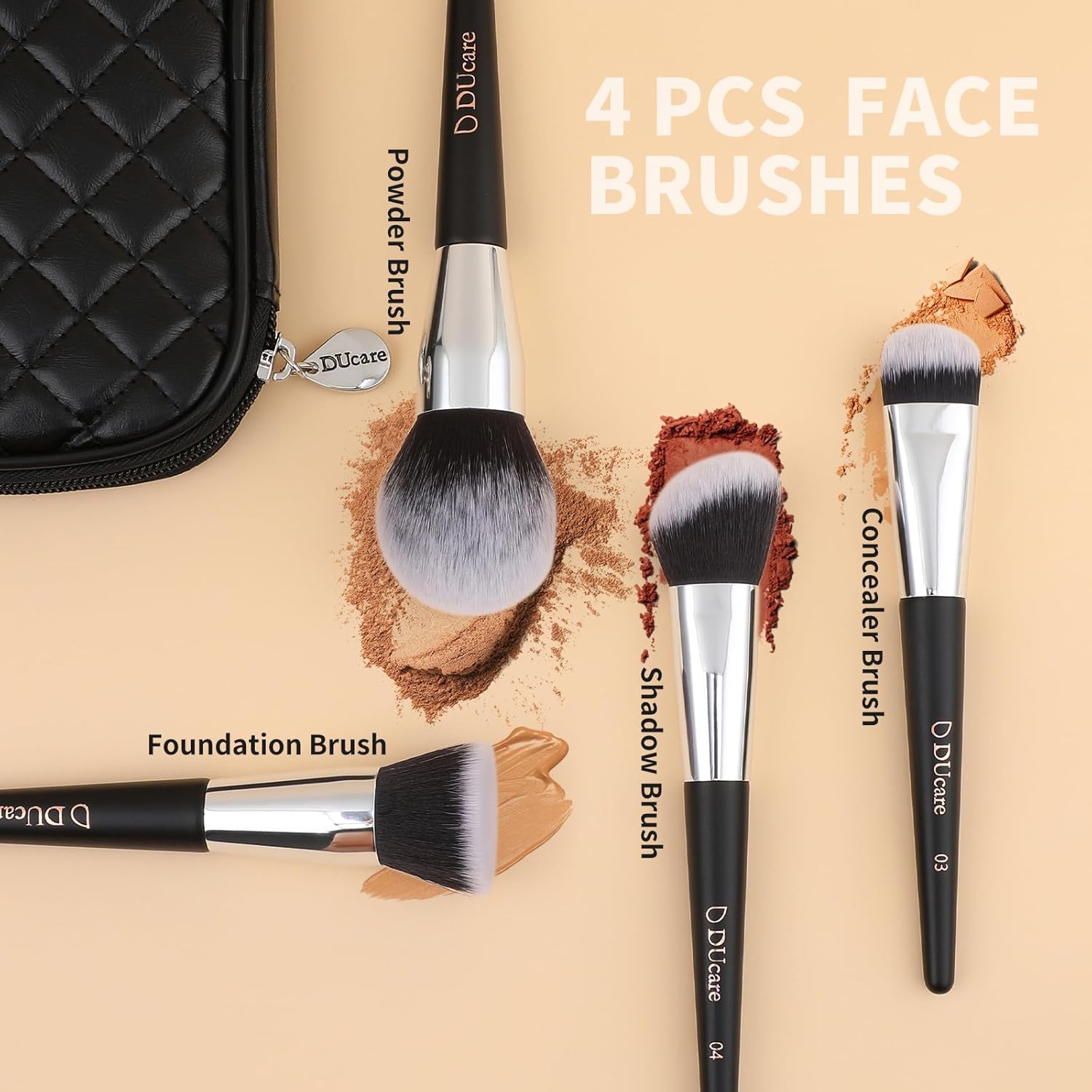 DUcare Makeup Brushes with Case 10Pcs Travel Makeup Brushset Women Gift Premium Synthetic Kabuki Foundation Blending Brush Face Powder Blush Concealers Eye Shadows with bag - Image 2