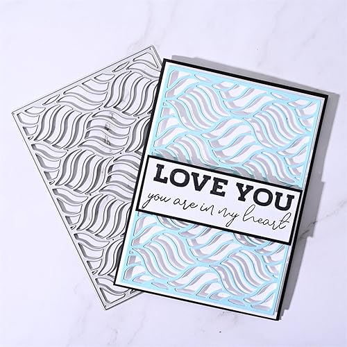 Miniatura 3 de Matrices de metal con marco rectangular ondulado, fondo de marco rectangular de onda hueca, plantillas de corte de boda para álbumes de recortes,