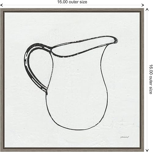 Miniatura 4 de Amanti Art Lienzo enmarcado para pared, diseño de jarra retro (cocina) por Kathrine Lovell (16 pulgadas de ancho x 16 pulgadas de alto), marco