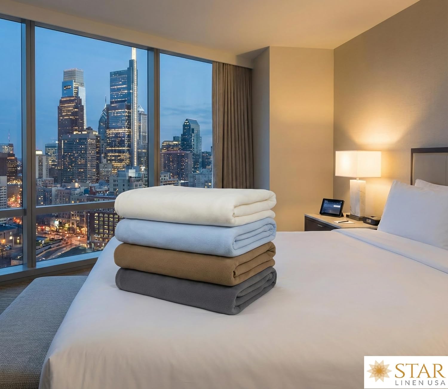 Serenity Fleece Blanket/Bed, Sofa, Couch Throw King Size - 100% Spun Polyester 320 GSM - Anti-Pill - Super Soft, Warm & Cozy 108 Inch x 90 Inch - Tan