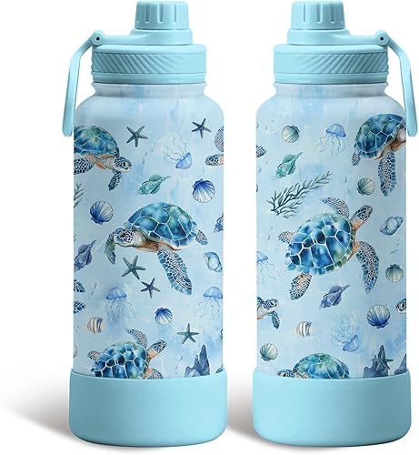 Miniatura 29 de Regalos de gatos para los amantes de los gatos, botella de agua aislada de 34 onzas, botella deportiva de acero inoxidable con tapa de boquilla, sin