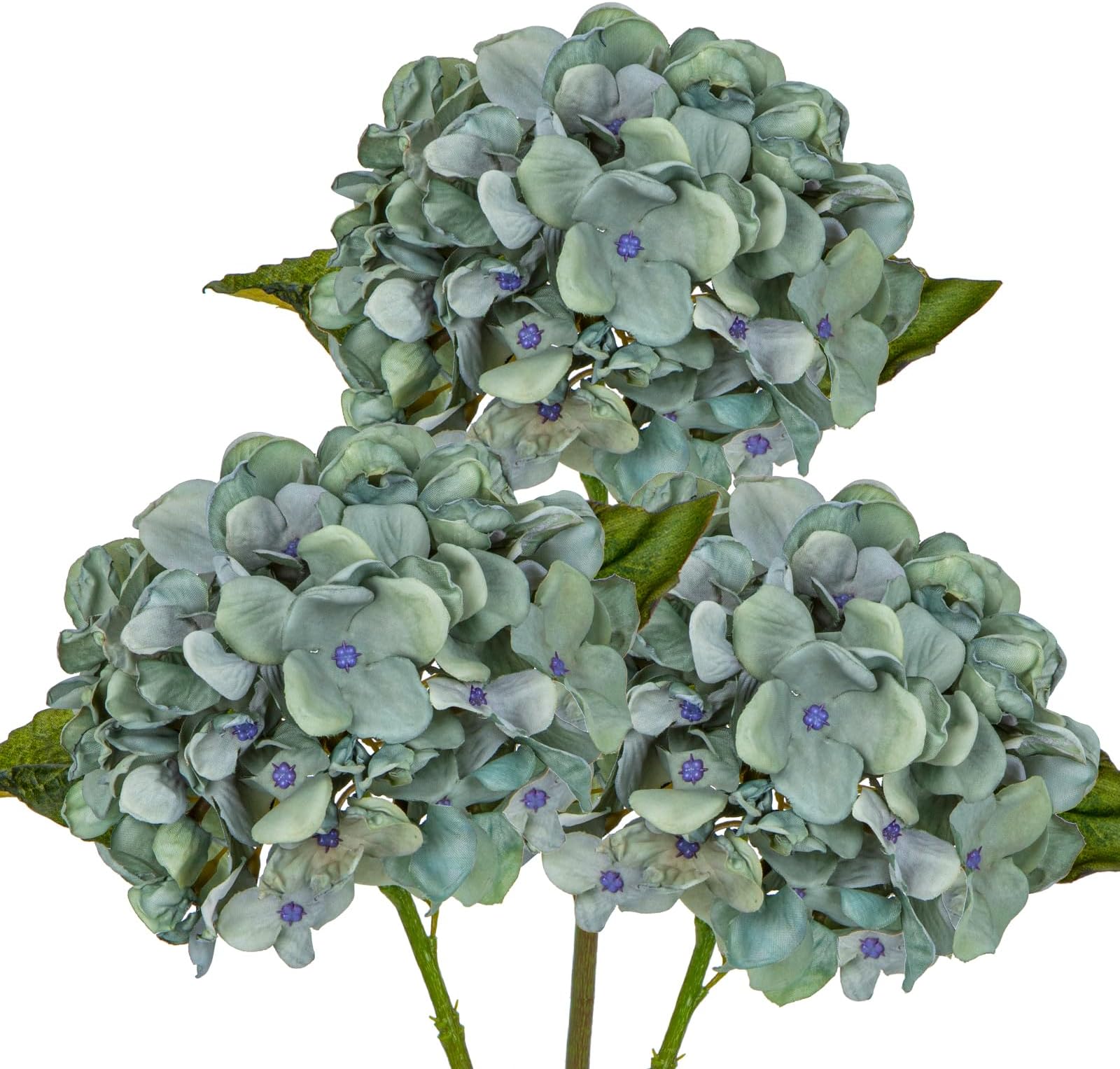 Briful 3pcs 33cm Artificial Hydrangea Flowers Blue Artificial Flowers Silk Hydrangea Flowers Faux Hydrangea Stems Fake Flowers for Home Kitchen Bathroom Decor