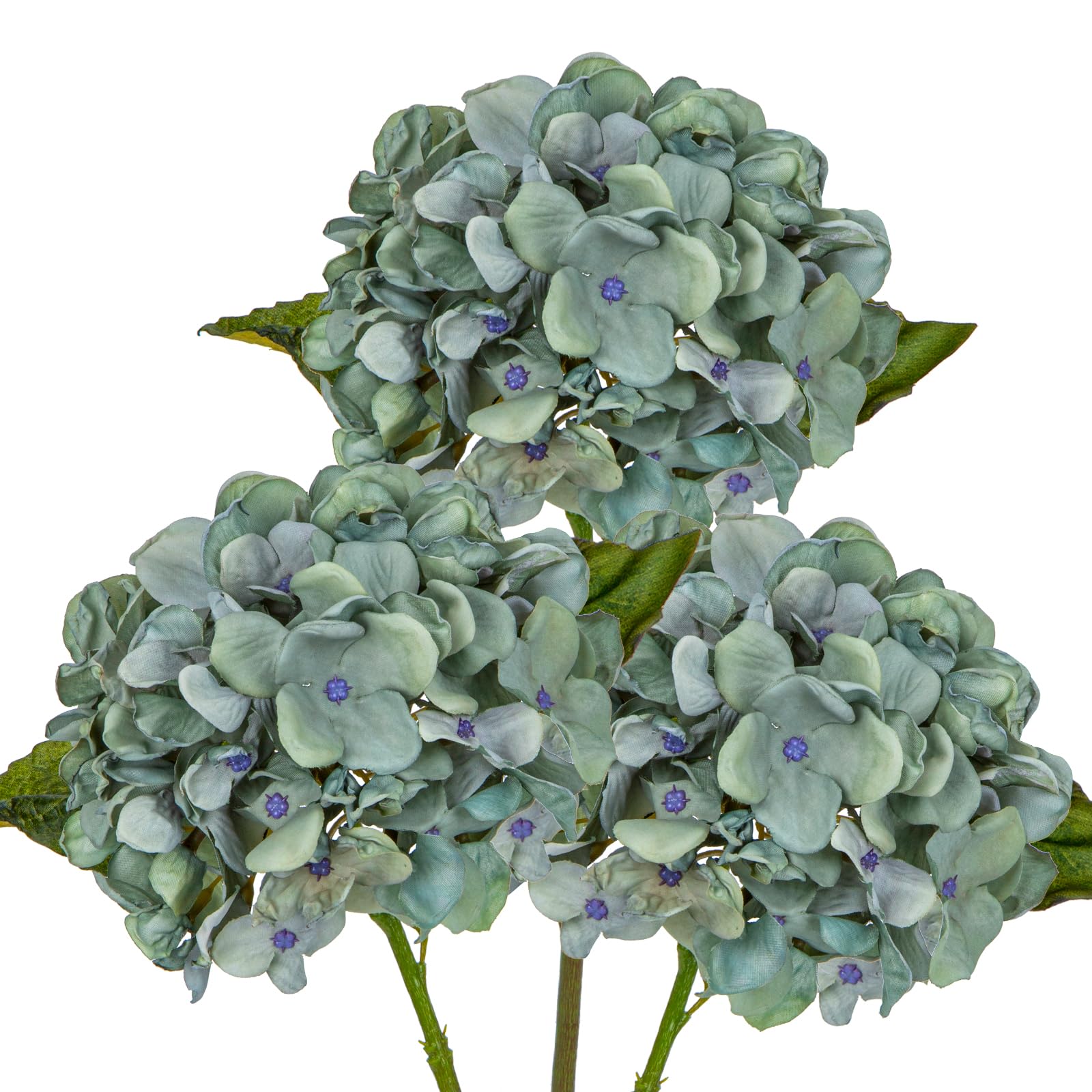 Briful 3pcs 33cm Artificial Hydrangea Flowers Blue Artificial Flowers Silk Hydrangea Flowers Faux Hydrangea Stems Fake Flowers for Home Kitchen Bathroom Decor