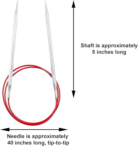 Miniatura 3 de ChiaoGoo Agujas de tejer circulares de encaje rojo de 40 pulgadas (40.2in) de acero inoxidable tamaño US 6 (0.157in) paquete con 1 soporte de