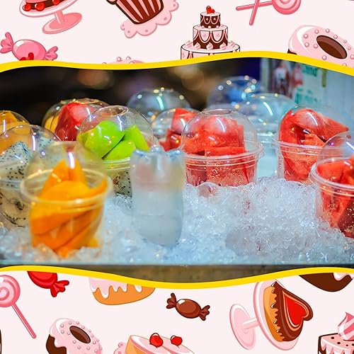 Miniatura 3 de Paquete de 50 tazas de postre con tapas de cúpula, vasos de plástico desechables con tapas, tazas de helado de PET transparentes (sin agujero),