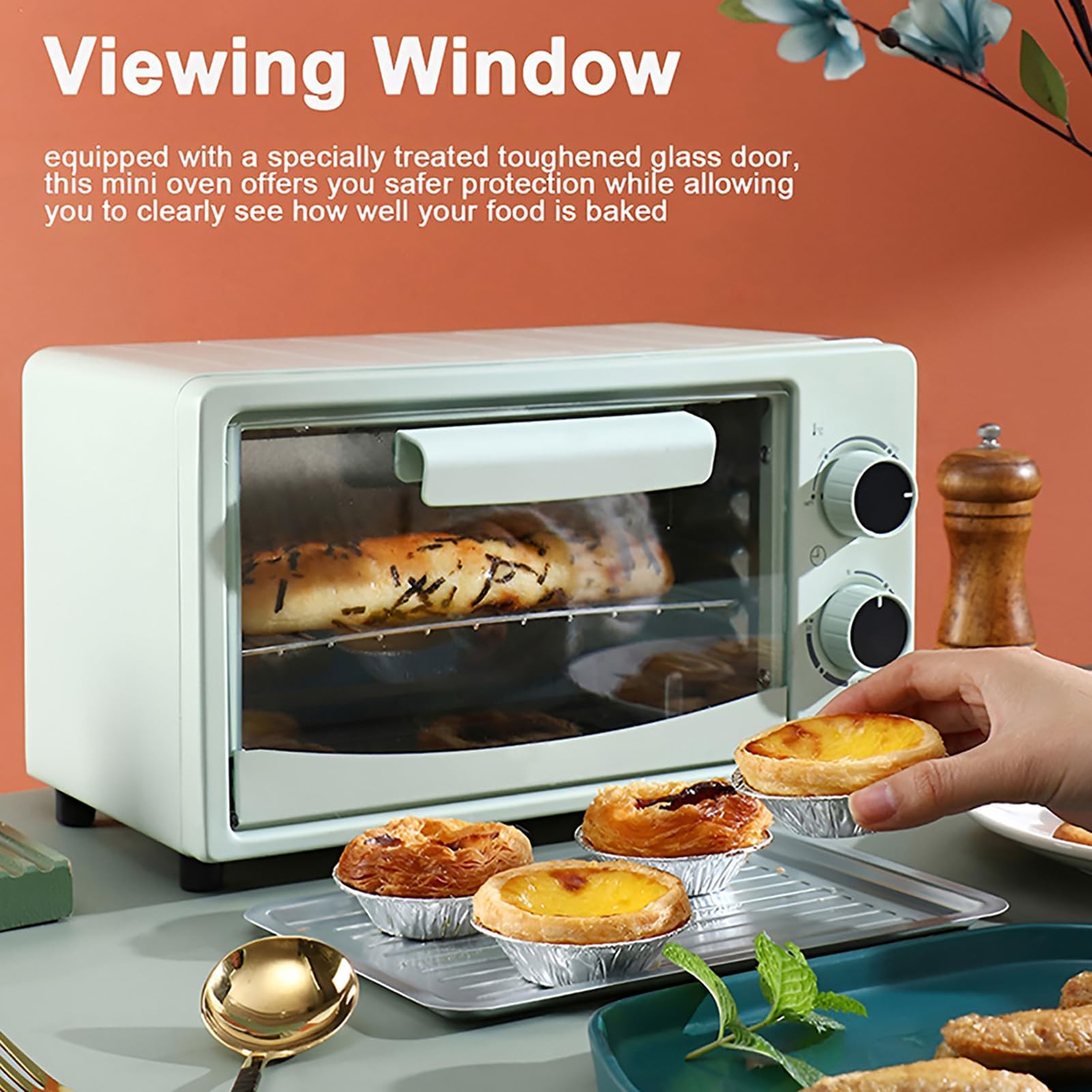 Four électrique Intelligent 12 L, Grille-pain à Convection Et Pâtissier Avec Température Réglable De 0 à 230 °c, Petit Four Multifonctionnel Pour La Maison Et Les Restaurants