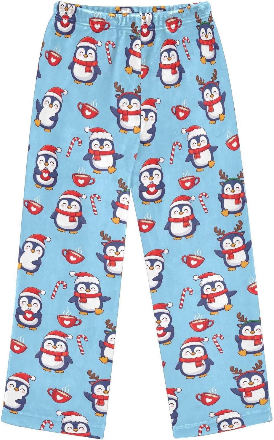 Pajama Pants Flannel Pajama Bottoms Christmas Penguin Pj Pants Warm Soft Night Wear Purple Light Blue