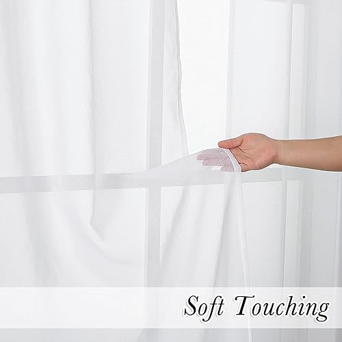 Miniatura 5 de Lecloud Doris - Cortinas traslúcidas blancas de 36 pulgadas, 2 piezas, cortinas clásicas de lino sintético transpirable para sala de estar, cortinas