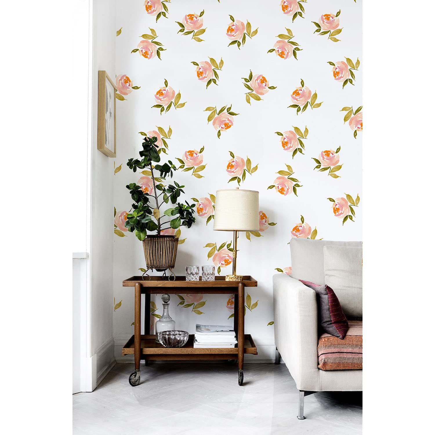 Papier Peint Meuble Autocollant 250x250 Masquer les Imperfections Stickers Muraux Fleurs