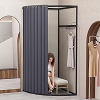Vista 7 de Lvrunben Vestidor portátil con protección de privacidad, vestidor de esquina de pared en forma de C, vestidor para divisor de habitación, centro