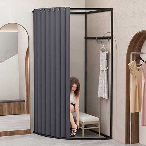 Miniatura 7 de Lvrunben Vestidor portátil con protección de privacidad, vestidor de esquina de pared en forma de C, vestidor para separador de habitaciones, centro