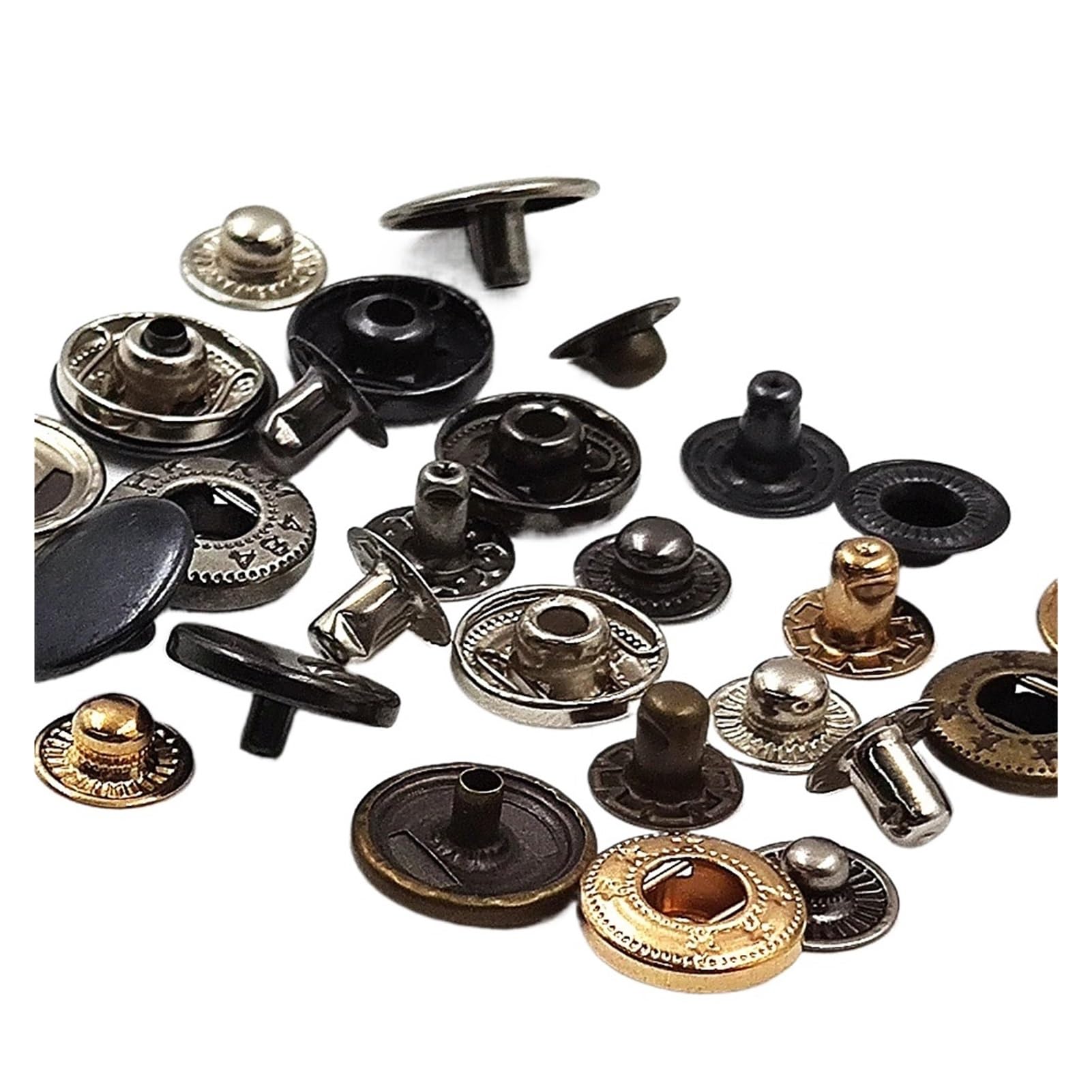 Juego de 50 Cierres a presión, broches de Metal, botón de presión, Tachuelas, Herramientas de instalación Opcionales for Ropa, Bolsas, Zapatos, artesanía de Cuero(Black Tool Set B,20mm(831))